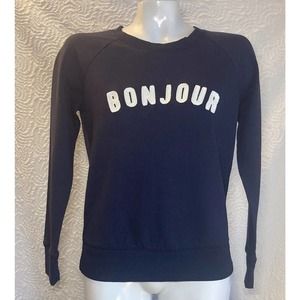 Peyton & Parker Sweatshirt Womens Bonjour Blue Navy Pullover Size Xsmall